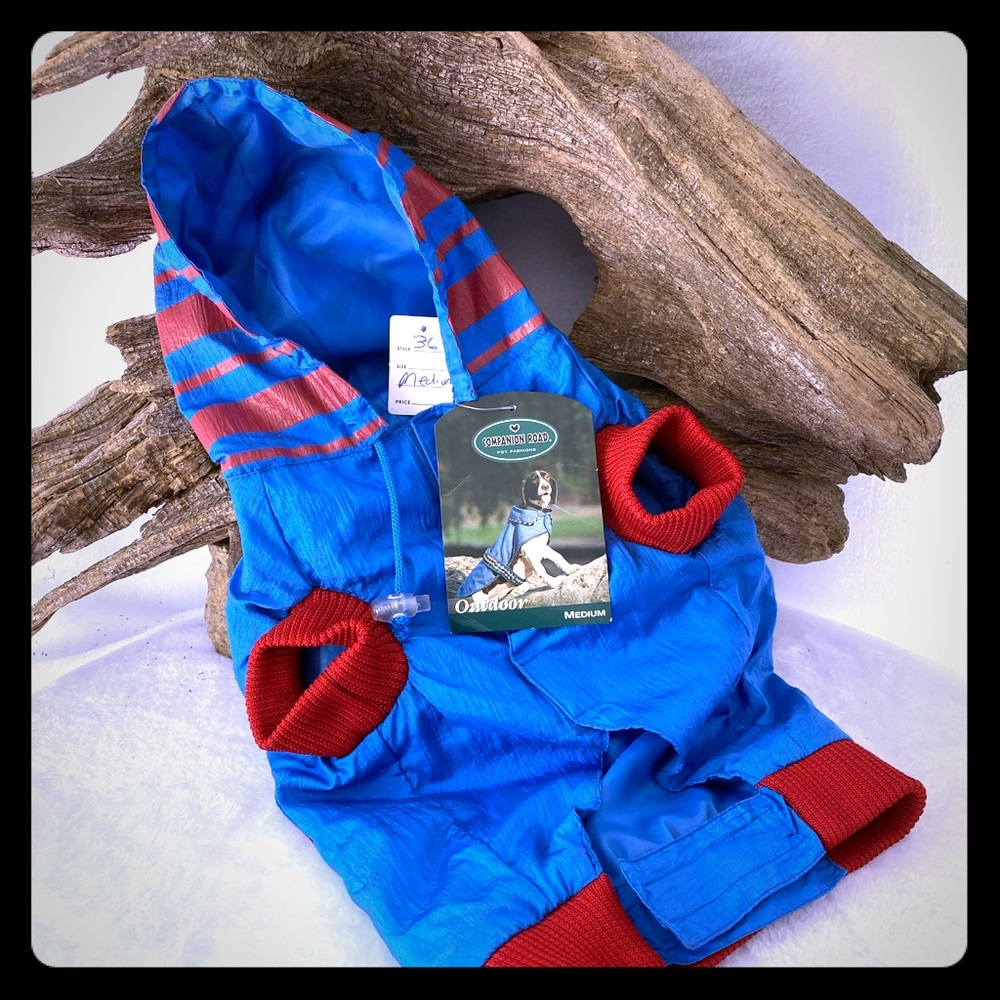 Companion Road | Pet Jacket Blue/Red Raincoat M